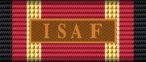 Bandschnalle der Einsatzmedaille mit Spange ISAF in Bronze